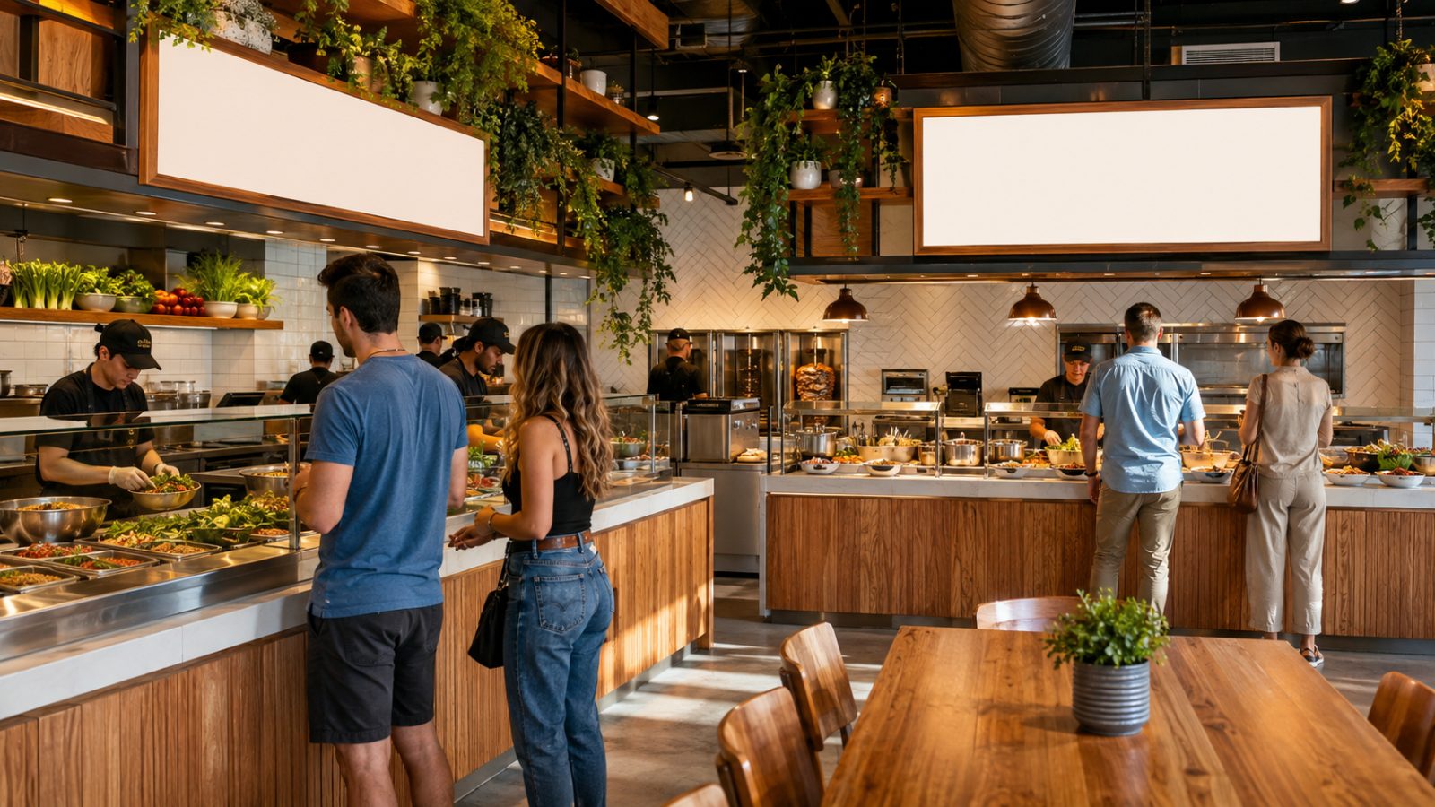 Two restaurant concepts sharing one bright fast-casual space